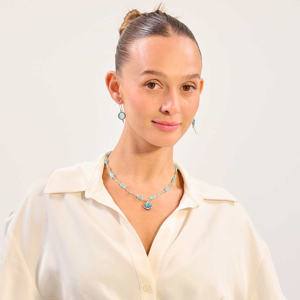 Cat's eye opalite necklace and multicolored pendant