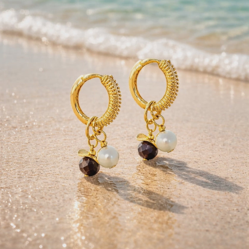 Sabrina earrings and necklace with 2 pendants